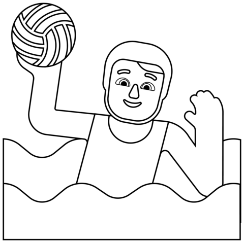 Man Playing Water Polo Emoji Coloring Page